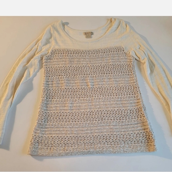 Lucky Brand Live In Love Sweater Womens Medium M Open Knit Crocheted wool blend - Picture 4 of 9
